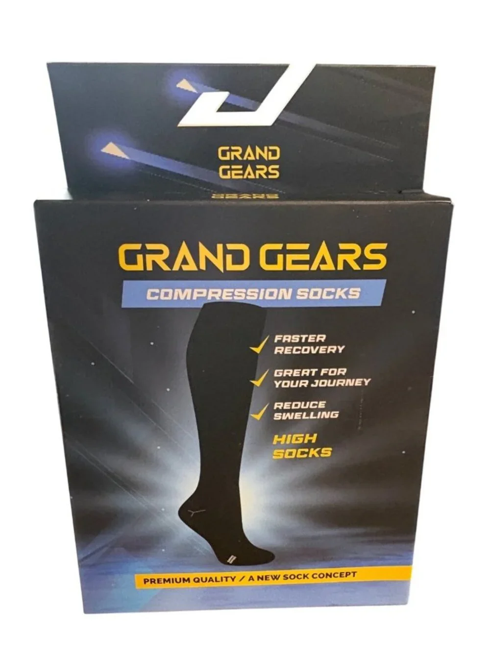 Grand Gears Compression Socks S/M Unisex Support Recovery Reducing Swelling BLK